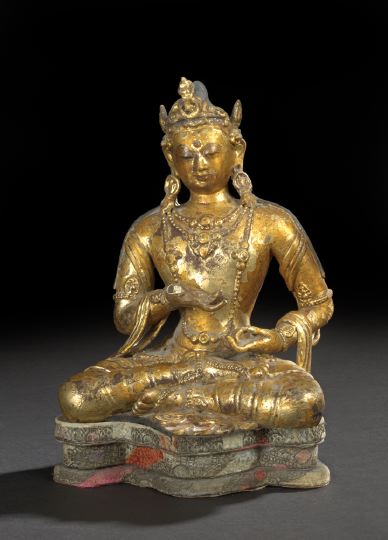 Tibetan Gilt-Wooden Statue of a