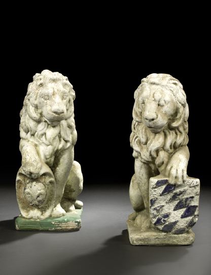 Pair of Cast-Stone Figures of Seated
