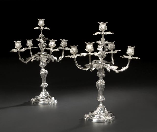 Pair of French Silvered Bronze