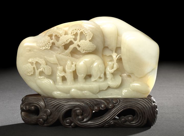 Chinese Carved Nephrite Jade Boulder  2bcc3