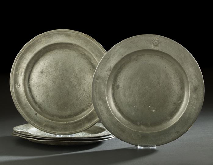 Five Georgian Pewter Plates,  second