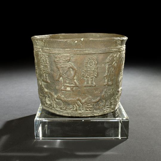 Javanese Cast-Bronze Zodiac Bowl,  (1321-1430),