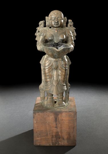 Indian Cast Bronze Oil Lamp 17th 2c28c