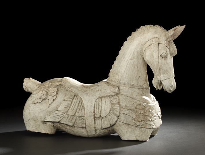 Large North Indian Carved and White-Painted