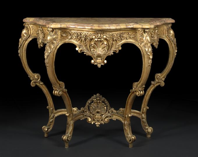 Louis XV-Style Giltwood and Marble-Top
