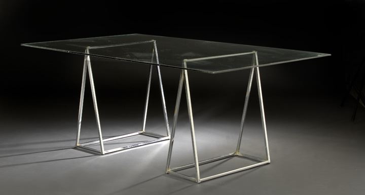 Contemporary Chromed Steel and Glass