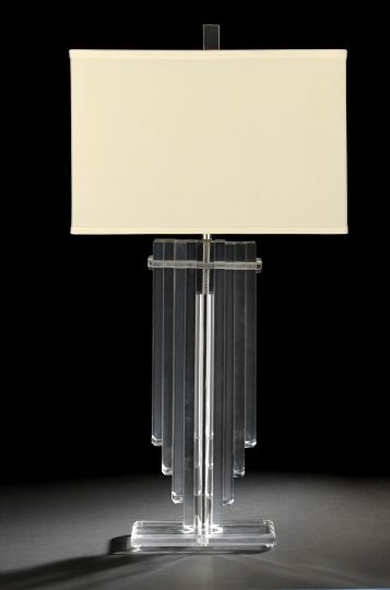 Large Lucite Architectural Table Lamp,