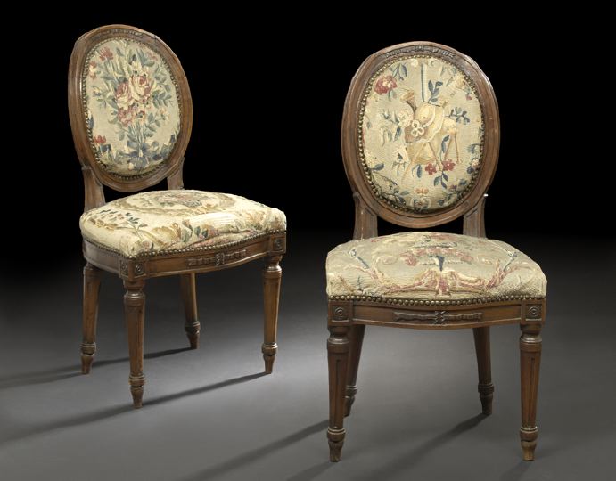 Pair of Louis XVI Fruitwood Sidechairs,