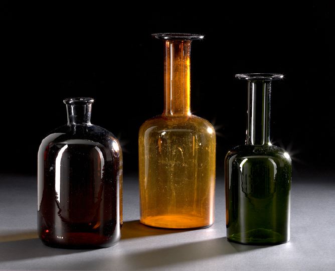 Interesting Trio of Blown Glass Bottles,