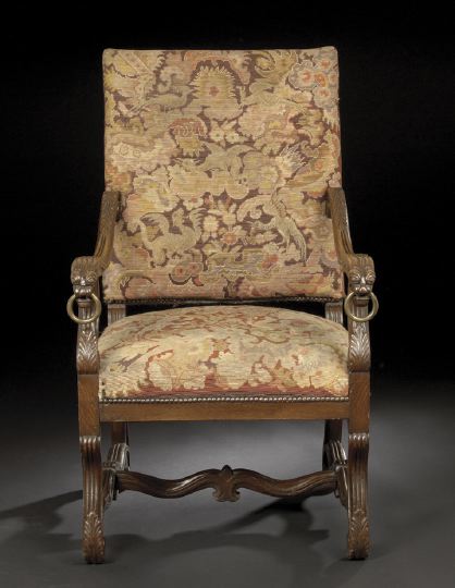 Louis XIII-Style Oak Fauteuil a