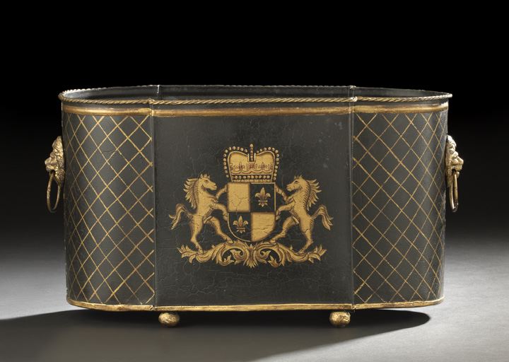 Large English Parcel-Gilt Black-Ground