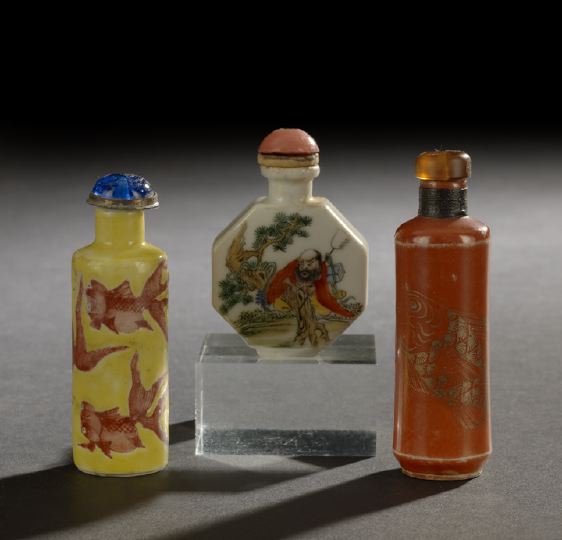 Group of Three Porcelain Snuff