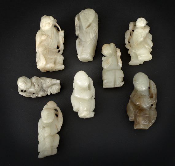 Group of Eight Chinese Jade Figural