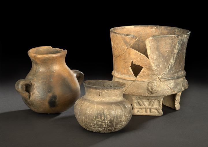 Three Pre-Columbian Clay Vessels,