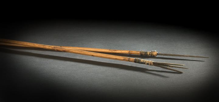 Two Cane Spears,  possibly Oceanic,