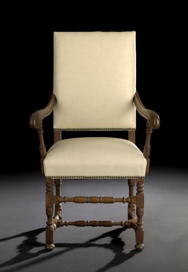 Louis XIII-Style Oak Fauteuil a