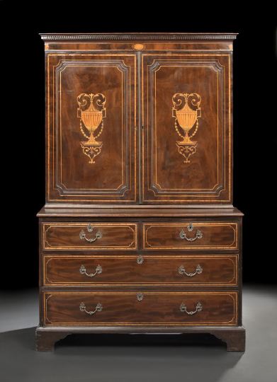 George III Mahogany Cabinet on Chest  2c5d2