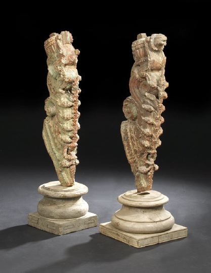 Elaborate Pair of Indian Carved