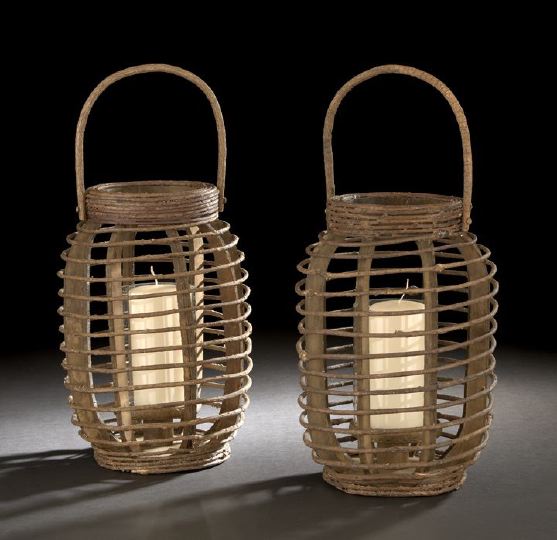 Pair of Chinese Willow Hand Lanterns  2c656