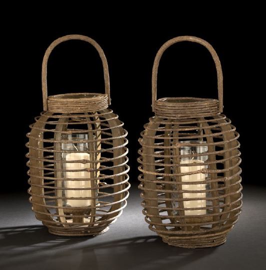 Pair of Chinese Willow Hand Lanterns  2c657