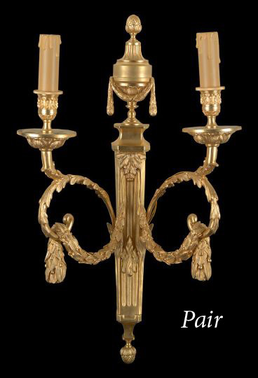 Pair of French Gilt-Bronze Two-Light