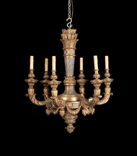 Italian Giltwood Six Light Chandelier  2c6bf