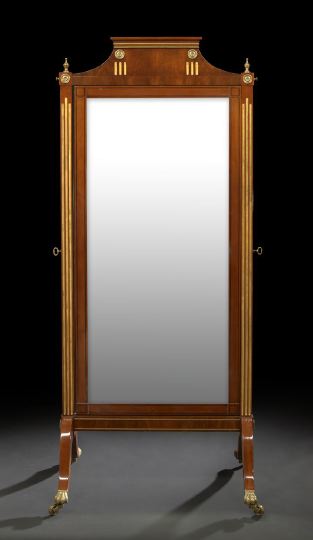 Empire-Style Mahogany Cheval Mirror,