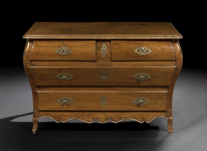 Italian Walnut Bombe Commode, 