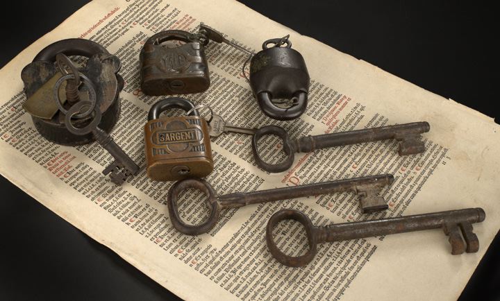 Collection of Seven Brass and Iron Locking