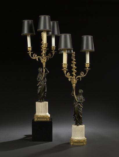Pair of French Bronze and Marble 2c3b1
