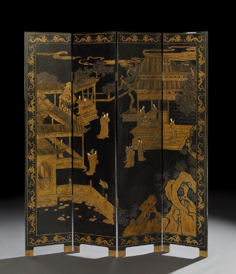 Chinese Four Panel Coromandel Screen  2c3eb