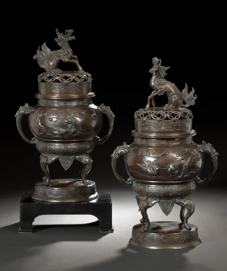 Good Pair of Japanese Bronze Covered