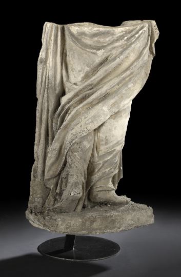 Monumental Cast-Stone Robed Statue,
