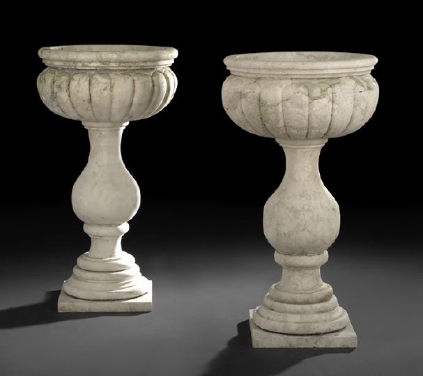 Pair of Marble Vasiform Garden