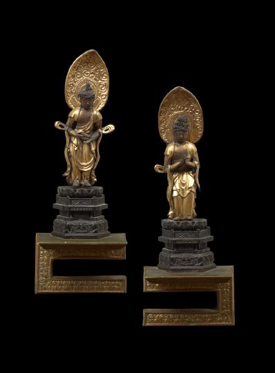 Pair of Japanese Giltwood Figures of