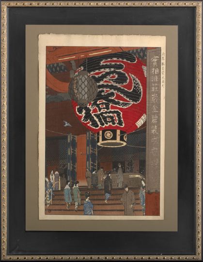 Dramatic Framed Japanese Woodblock 2c9f5