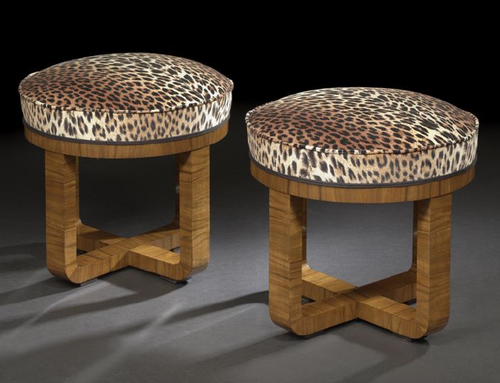 Pair of Art Moderne Mahogany Stools  2cac2