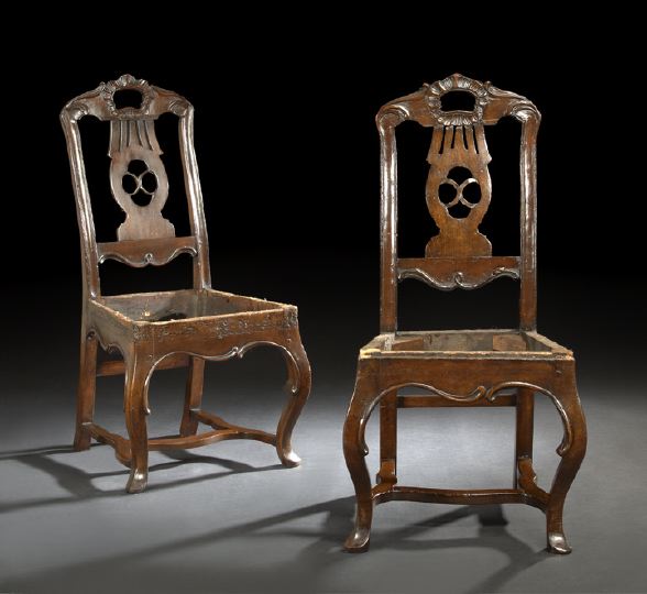 Pair of Portuguese Fruitwood Sidechairs  2cad1