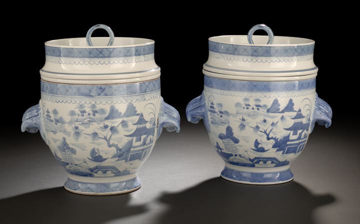 Pair of Chinese Export Blue and