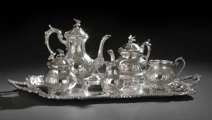 English Six-Piece Silverplate Tea and