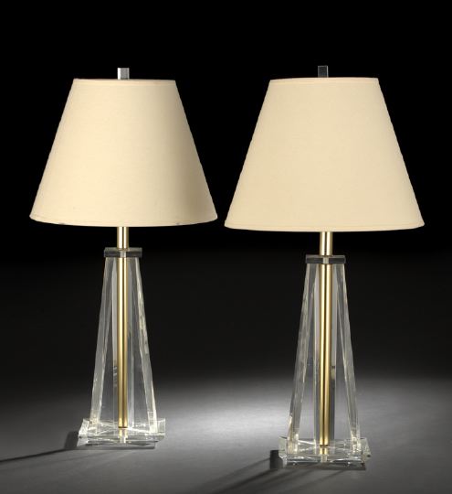 Pair of French Brass-Mounted Lucite