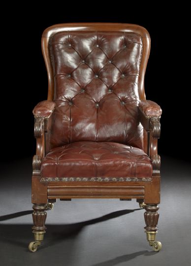 William IV Mahogany Library Chair  2cade