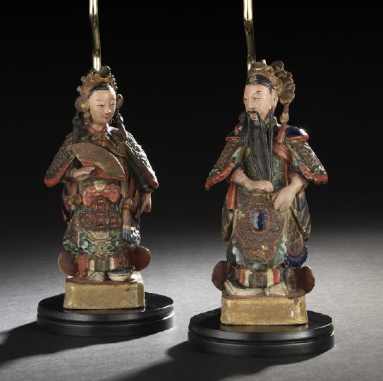 Pair of Chinese Glazed Pottery Figures,