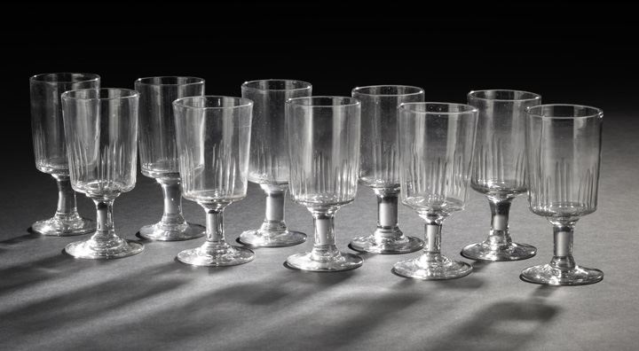 Set of Ten French Cut Glass Goblets  2cb95