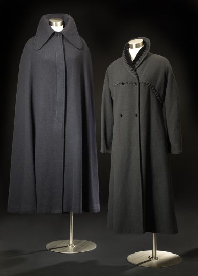 Navy Wool Cape and Charcoal Wool