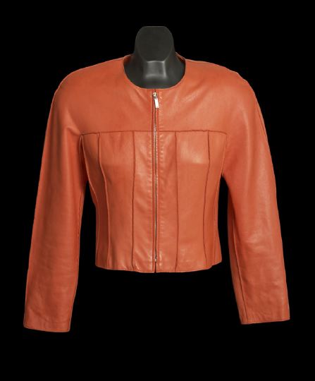 Chanel Orange Leather Jacket  2cbfc