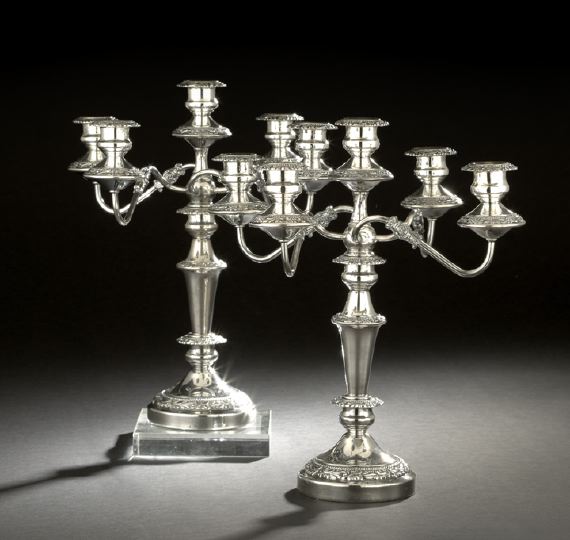 Pair of American Silverplate Five-Light