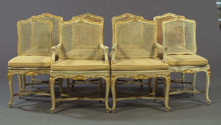 Suite of Eight Louis XV-Style Polychromed