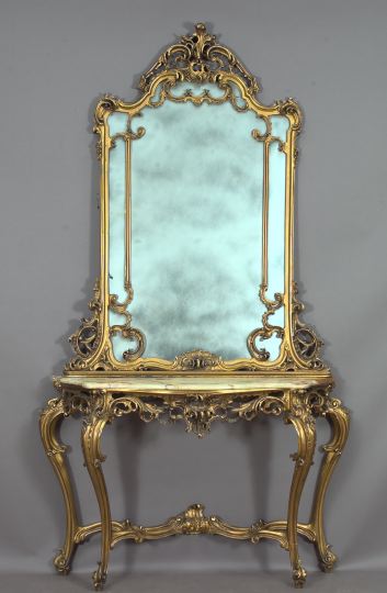 Louis XV-Style Giltwood and Onyx-Top