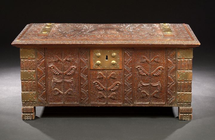 Continental Carved Oak Coffer  2d121